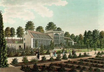 Greenhouse in the Old Botanical Garden in Göttingen, with the City Wall in the Background